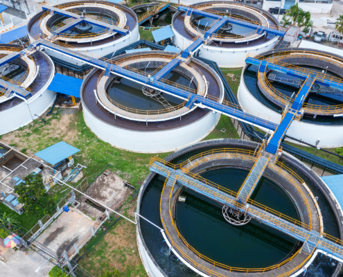 Water treatment facility from aerial view